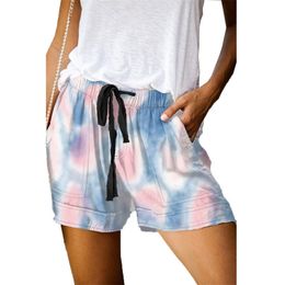 Plus Size Pocket Shorts Women Summer Streetwear Casual Drawstring Running Gym Sports Tie-dye Short Feminino 210517