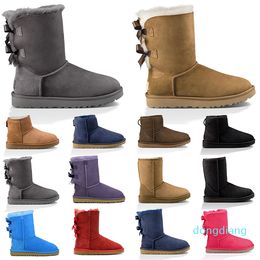 Designer-women snow boots triple black chestnut purple pink navy grey fashion classic ankle short boot ladies girls booties winter shoes