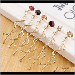 6Pcs Crooked Clip Pink Rhinestones Wave Pin Clips Crystal Hairpins For Women Ladies Barrette Black Stick Champagne Slide 6N3Ut Pins Ywhyl