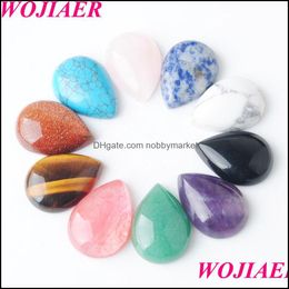 Stone Loose Beads Jewelry Wojiaer Natural Gem Stones Teardrop Cabochon Cab No Drill Hole 18X25X7Mm Making Dbu811 Drop Delivery 2021 M3Tq8