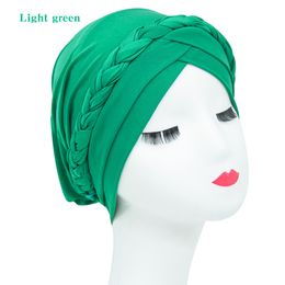 New European And American Popular Solid Color Twist Braid Turban Hat Muslim Milk Silk Cap Chemotherapy Hat Turban