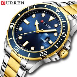 CURREN Men Watch Top Luxury Brand Business Stainless Steel Quartz Mens Watches Date Waterproof Clock Relogio Masculino 210517
