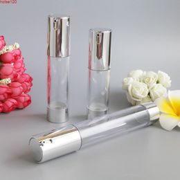 15ml 30ml Empty Airless Pump Bottles Packaging Silver Transparent Travel Vacuum Cosmetic Containers Plastic Bottle 100pcs/lotgoods