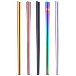 Glossy Plated Gold Chopsticks Stainless Steel 7 Colours Restaurant Hotel Antiskid Chopsticks Durable Kitchen Tableware Colourful BH5024 TYJ