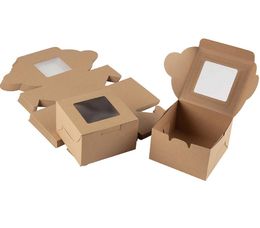 Foldable kraft paper box, West Point Egg Yolk Cake, Art Jewellery Storage, DIY Soap Gift Packaging, with Transparent Window