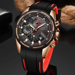 LIGE Fashion Mens Watches Top Brand Luxury Silicone Strap Sport Quartz Watch Mens Date Waterproof Military Clock Reloje 210527