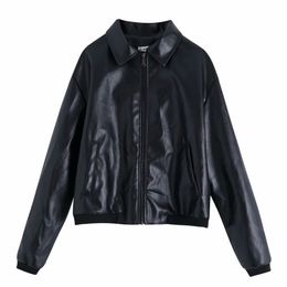 Moto Style Women PU Leather Jackets Autumn Black Pockets Ladies Coats Fashion Female Zipper Jacket Girls Chic 210527