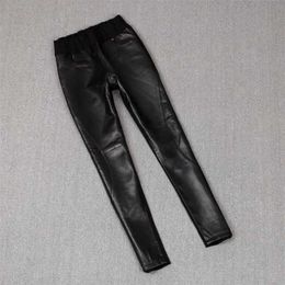 England style great quality real sheep leather full length pants Spring female High waist was thin pencil Pants F1002 211115