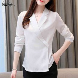 Autumn Fashion White Women Blouse Office Lady Long Sleeve Shirt for Ladies Tops Blusas Mujer De Moda 10599 210508