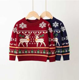 Children's Sweaters for Girls Boys Tops Clothing 2021 New Christmas Baby Kids Cartoon Deer Bottoming Pullover Y1024