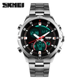 Top Luxury Brand SKMEI Men's Watches Full Steel Quartz Analogue Digital LED Army Military Sport Watch Male Relogios Masculinos X0524