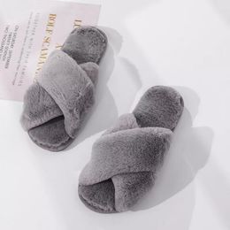 Lolita Slippers For Home Women Flip Female Fluffy Slides Soft Fur Flops Indoor Casual Winter Rubber Ladies Girl House Massage Slippers