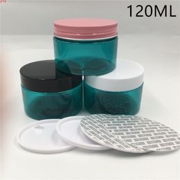 50PCS 120ml Green Blue Plastic Empty Packaging Bottle Jar gold black white Screw Lid Cream Cosmetic Containers Wholesalegood qty