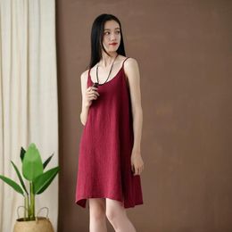 Johnature Casual Tops Solid Colour Camis Summer Clothes O-Neck Loose Comfortable Cotton Linen Vest Women Slings 210521