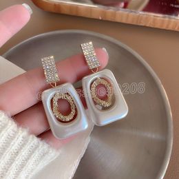 S925 needle Delicate Jewelry White Resin Dangle Earrings Popular Design High Quality Shiny Crystal Drop Earrings For Women Gift