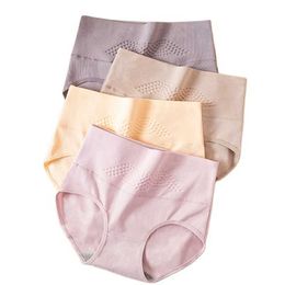 High Waist 4Pcs/set Cotton Panties Women Solid Briefs Body Shaper Underwear Breathable Comfort Female Lingerie Plus Size 5XL 211021