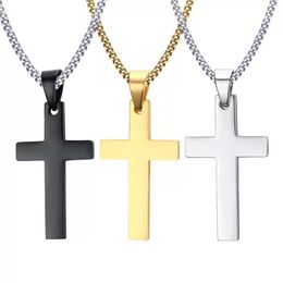 Stock Mens Stainless Steel Cross Pendant Necklaces Party Supplies Men Religion Faith Crucifix Charm Titanium Steels Chain For Women Fashion Jewellery Gift