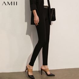 Amii Minimalism Spring Summer Causal Women's Leggings Streetwear Slim Fit Letter Embroidery Women's Pants 12120120 210319