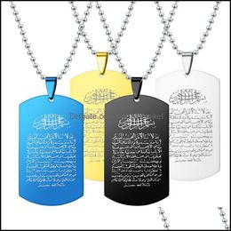 Pendant Necklaces & Pendants Jewellery Arabia Scripture For Women Men Stainless Steel Dog Tag Beads Chains Fashion Gift Drop Delivery 2021 Gez