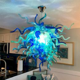 Art Deco Living Room Lamps Multicolor Hand Blown Murano Glass Hanging Crystal Chandeliers 70 by 70cm LED Bulbs for Home Decorative