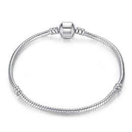 Silver Plated Bracelets Women Snake Chain Charm Beads For Beads Bangle Bracelet Children Gift