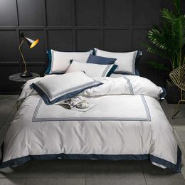 Luxury White 100%Cotton Bedding set el Bed sheet Fitted sheet Queen King size Bed set Duvet coverropa de cama linge de lit 210721