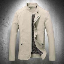 Blazer Jacket Men Spring Autumn Men Business Coat Work Coat Stand Collar Zipper Jacket Men Outwear Lightweight Coat Cotton 210818