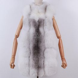 Women's Fur & Faux YOLOAgain Winter Warm Women Stand Colllar Long Real Vest Gilet