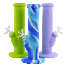 Colourful honeycomb silicone smoking water pipe straight hookah bongs