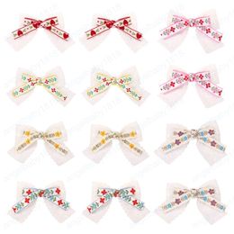 Fashion Handmade Lace Bowknot Toddler Hair Clips Cute Embroidered Flowers Bows Infant Bangs Hairpin Kids Accessories Photo Props