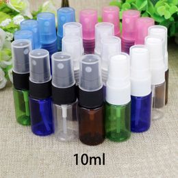 10ml Small Empty Plastic Spray Bottle Cosmetic Water Women Perfume Sprayer Container Blue Brown Green Atomizer Free Shippinggood qty