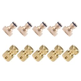 Watering Equipments 10Pcs Garden Hose Quick Connector Practical Water Pipe Joint Fittings (Golden)