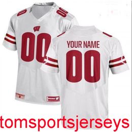 Stitched Men's Women Youth Custom NameNumber Wisconsin Badgers White Red NCAA Jersey XS-5XL 6XL