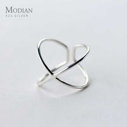 Simple Double Layer Line Ring for Women Fashion 925 Sterling Silver Glossy Geometric Free Size Fine Jewelry Bijoux 210707