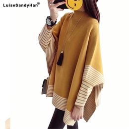 Women Pullover Female Sweater Fashion Autumn Winter Plus Size Shawl Warm Casual Loose Knitted Tops 210427