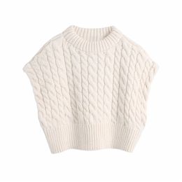 Elegant Women Twist Sweaters Vests Fashion Ladies Loose Knitted Tanks Streetwear Female Chic Solid O-Neck Pullovers 210427