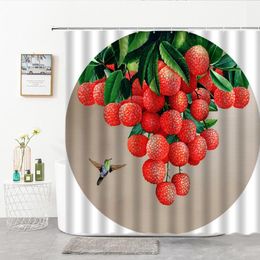 Shower Curtains Fruit Printing Chinese Style Europe And America Lychee Grapes Flowers Birds Home Bathroom Decor Curtain