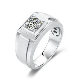 Cluster Rings GEM'S BALLET High Quality Engagement Mens 6.5mm Moissanite Diamond 926 Sterling Silver Wedding Ring For Men