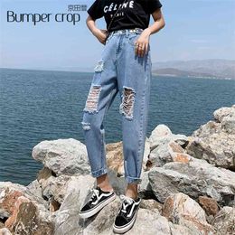 Boyfriend Jeans for Women Distressed High Waist Plus Size Hole 5XL Harem Casual s Clothing Loose Ripped 210629