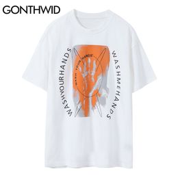 Harajuku T-Shirt Streetwear Hip Hop Graffiti Hands Punk Rock Gothic Tshirts Men Fashion Short Sleeve Tees Tops 210602