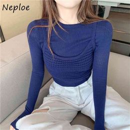 Fashion Chic Fake Two Piece Pullovers O-neck Slim Fit Knitted All-match Tops Autumn Winter Elegant Women Sweaters 210422