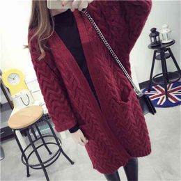 Women Cardigans Of The Big Sizes V- Neck Lady Sweater Long Sleeve Casual Loose Knitted Tops 210427