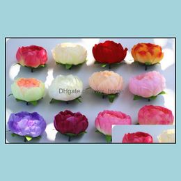 25Pcs Diy Artificial Flowers Silk Peony Flower Heads Wedding Party Decoration Supplies Fake Head Home Decorations Drop Delivery 2021 Decorat