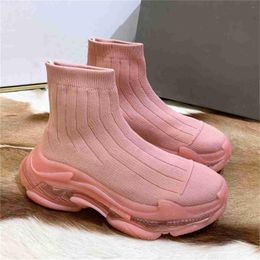 Boots Knitting Woman Winter Ankle Solid Sports Shoes Women Platform Couple Fashion Concise Patchwork