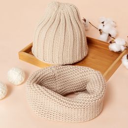 Lovely Cute Soft Baby Boy Girl Yarn Knitted Winter Beanie Hat Scarf Spring Warm Neck Collar Kids Beanies Sets