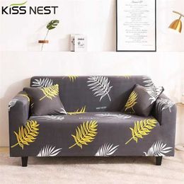 Printed Corner Sofa Cover Elastic Living Room Chaise Lounge 1 2 3 4 Seater Adjustable Protective Couch Cover with Rest Arm 211102