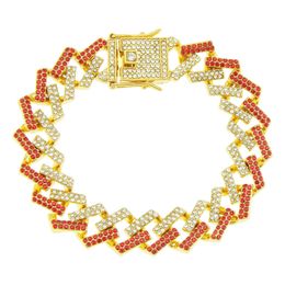 8 inch 15mm Hip Hop/Punk Men's Bracelets Bling Iced Out Cubic Zircon Miami Curb Cuban Link Chain Bracelet Jewellery Gifts
