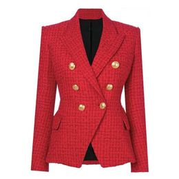 HIGH STREET est Runway A/W Designer Blazer Women's Double Breasted Metal Buttons Wool Coat Jacket 211122