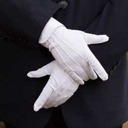 Guantes desechables 2Pairs Uniform algodón blanco/Desfile de nylon Mujeres Hombres Unisex mano para la Guardia de Honor de Tuxedo formal