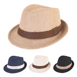 Baby Straw Hat Spring Summer Elegant Jazz Cap Sunvisor Beach Hats Kids Outdoor Caps for Boys Girls 1-3 Years Old 211023